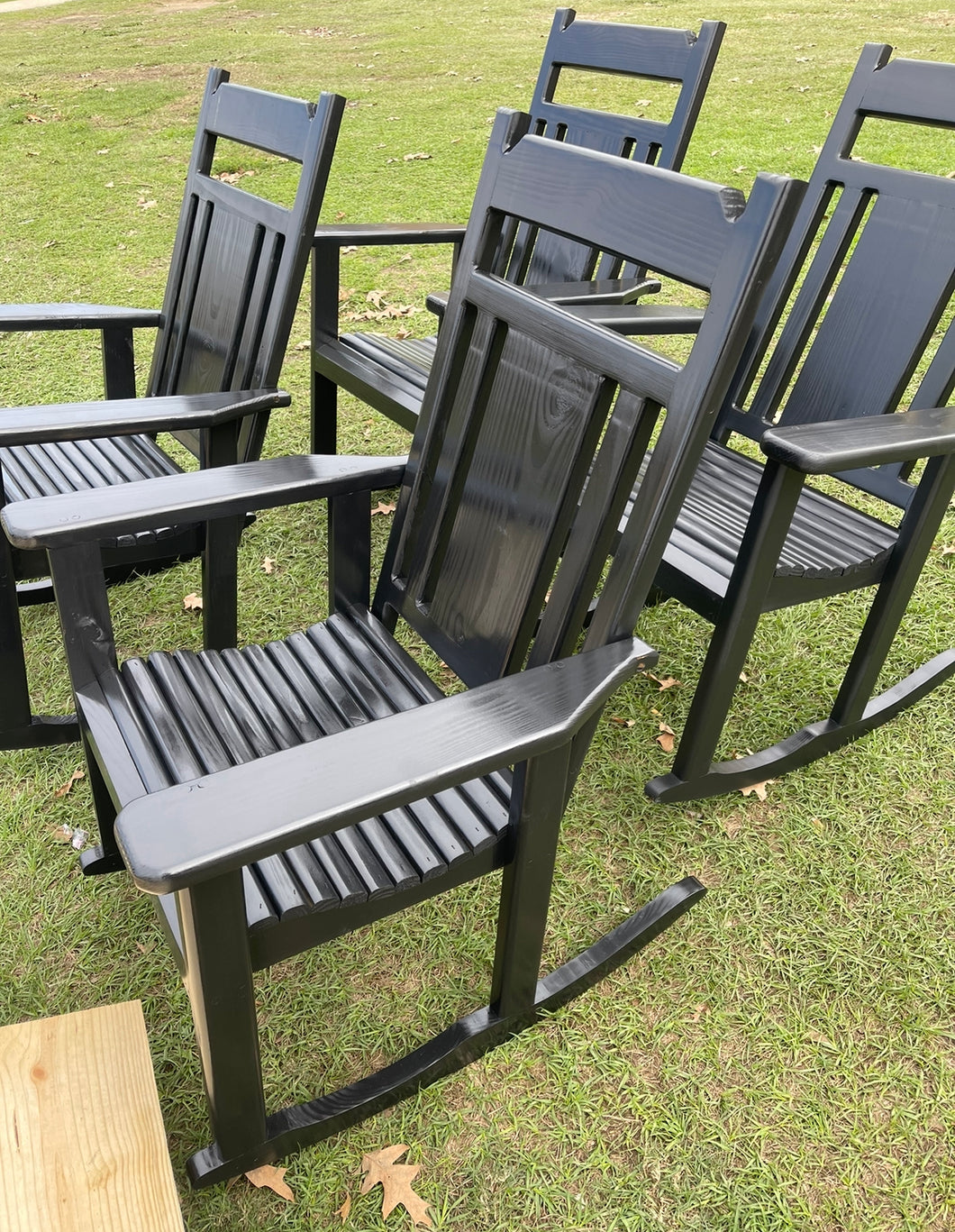 High gloss black rocking chair with cup holder