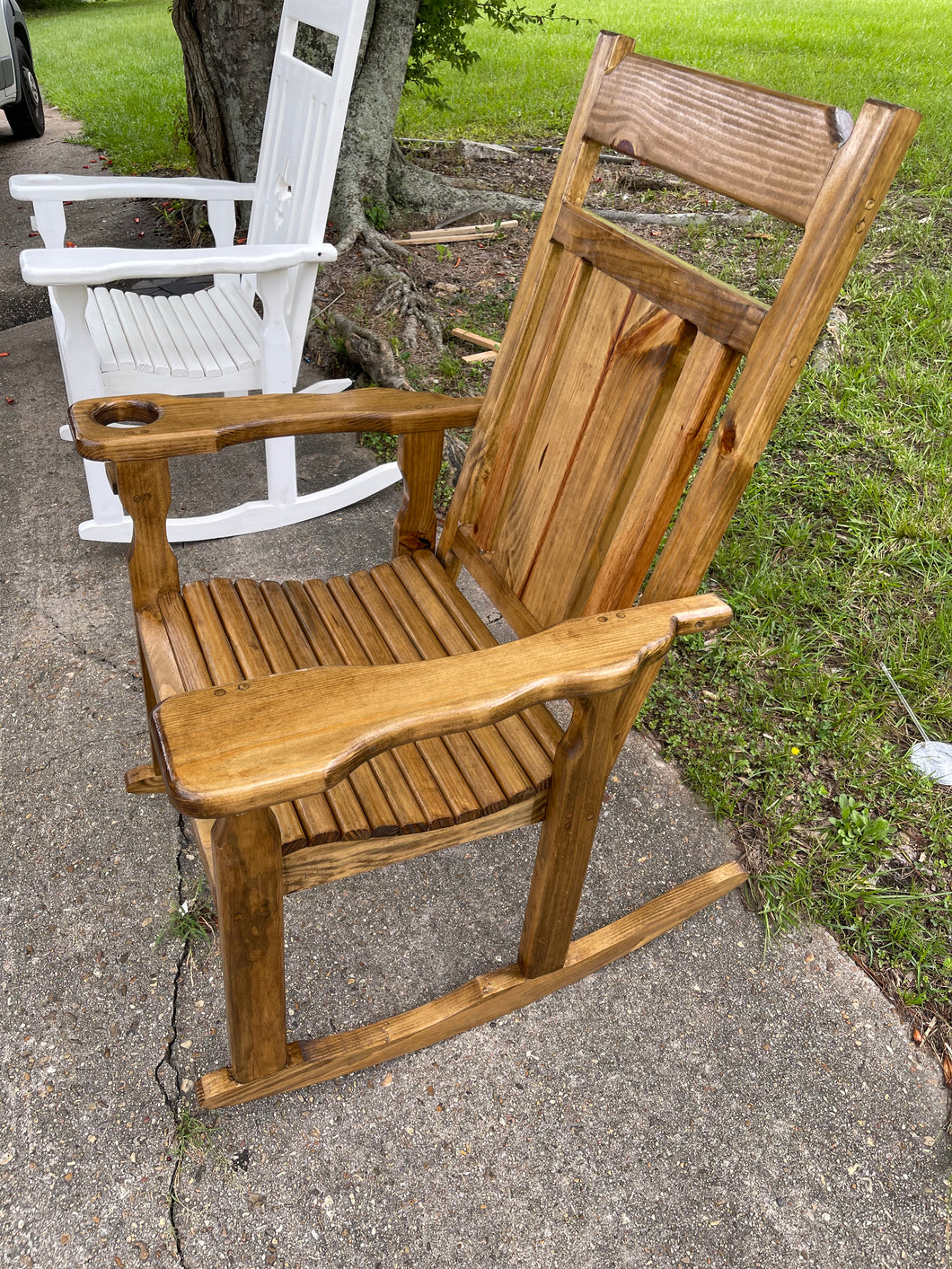 Stained Rocking Chair Puritan pine light stained rocking Chair – BlueprintBr
