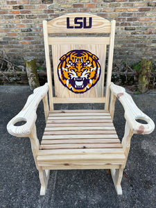 3D laser carved LSU rocking chair