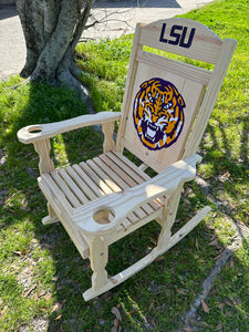 3D laser carved LSU rocking chair