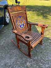 Rich Red Mahogany LSU engraved Rocking Chair