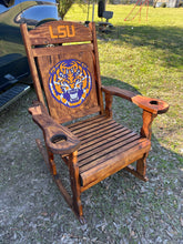 Rich Red Mahogany LSU engraved Rocking Chair