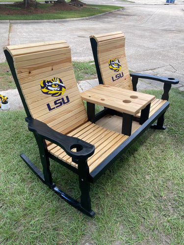 Custom crafted Two Tone Double Rocking Chair