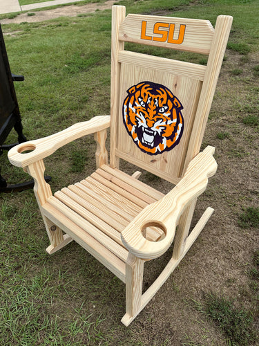 Custom crafted custom carved LSU chair