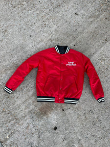 Stay Dangerous red bomber jacket