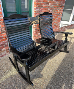 Custom high gloss black double rocking chair Ebony