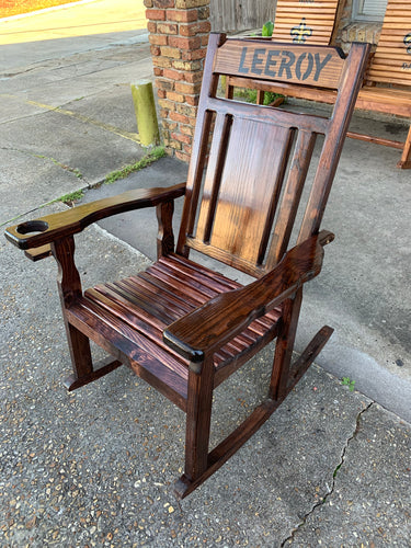 1 custom name mahogany stained rocker