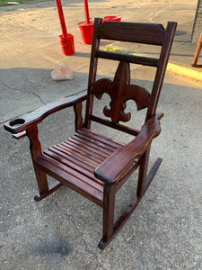 1 custom fleur de Lis dark stained rocking Chair