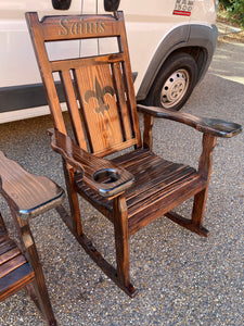 New Orleans Saints Mahogany glass sealed Rocking Chair